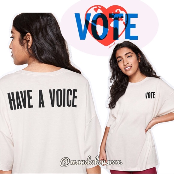 PINK Victoria's Secret Tops - OS💕VS PINK OFF WHITE VOTE ONE SIZE TEE